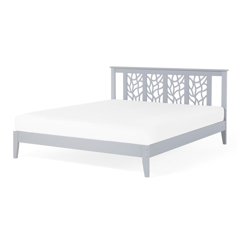Solid Wood Bed, Grey, European Kingsize (160 x 200 cm)