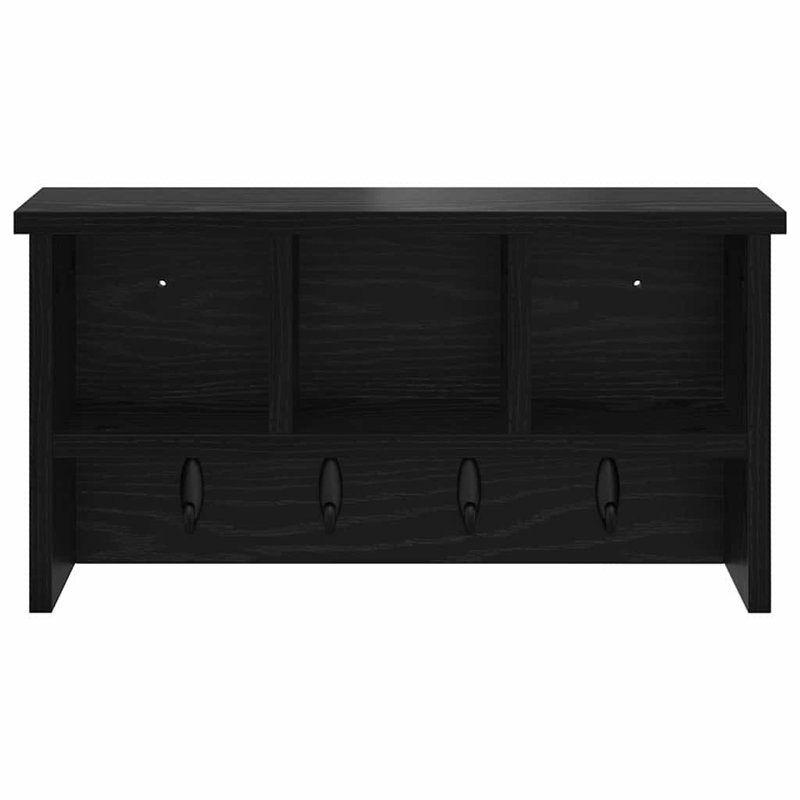 Wall-Mounted Coat Rack 50 X 16 X 26 Cm Engineered Wood, Black Oak