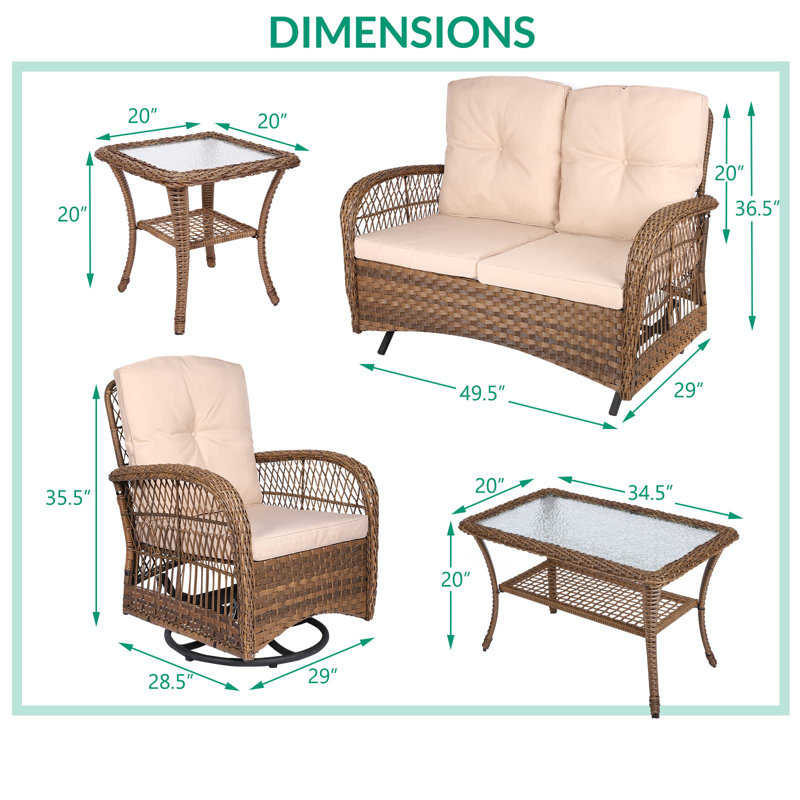 4 - Person Patio Conversation Set with Cushions