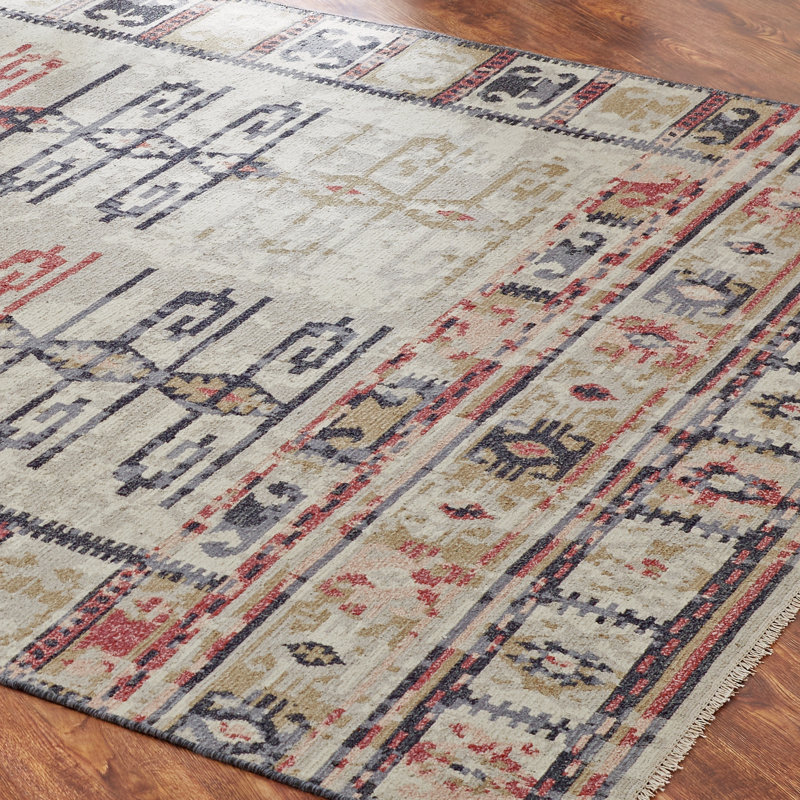 Zahara Hand Knotted Wool Area Rug, Rectangle 10' x 14'