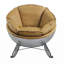 Chaise berçante en cuir jaune et argent-113380298