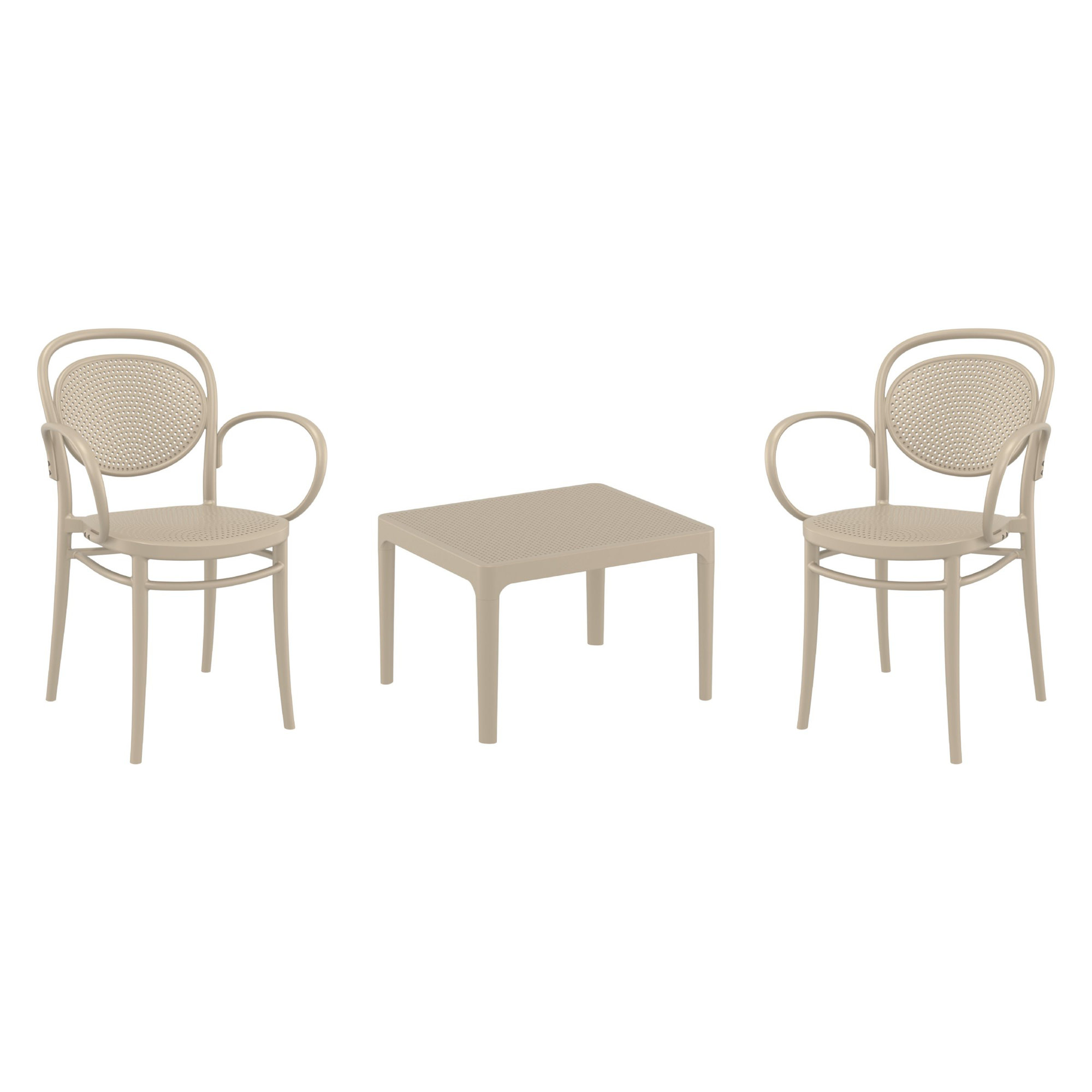 Farrah Marcel Armchair 2 Person Seating Set, Beige