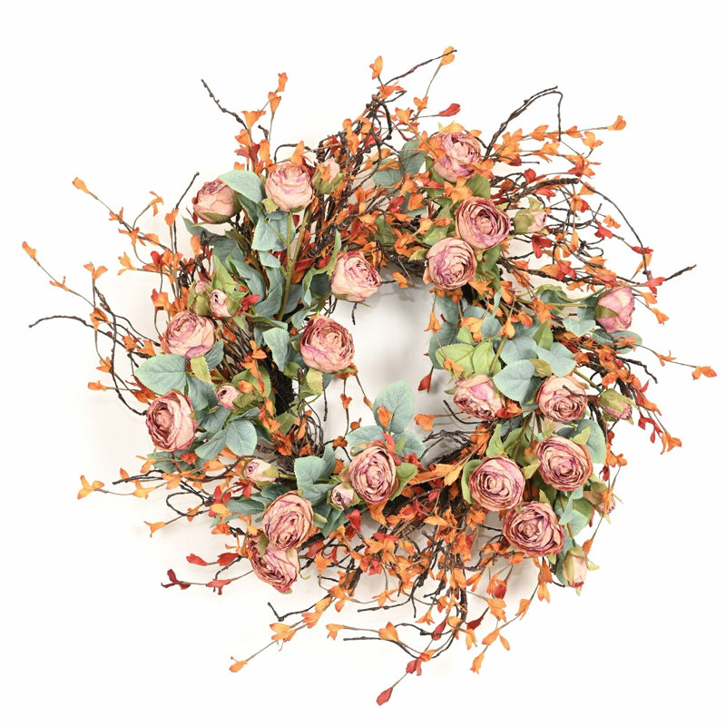Couronne de fleurs artificielle 26 po