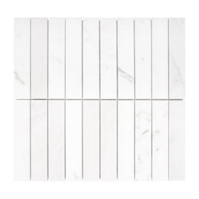 SAMPLE-12.52" x 11.89" Honed Flucted Natural Marble Mosaic Tile