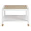 Table basse carrée avec plateau en verre trempé et structure en métal blanc, 27,6 pouces, moderne