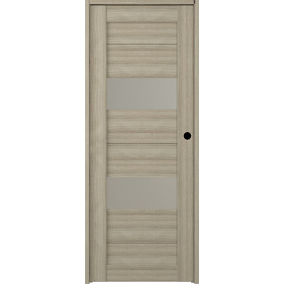 Porte standard préfabriquée en bois manufacturé et en verre Berta