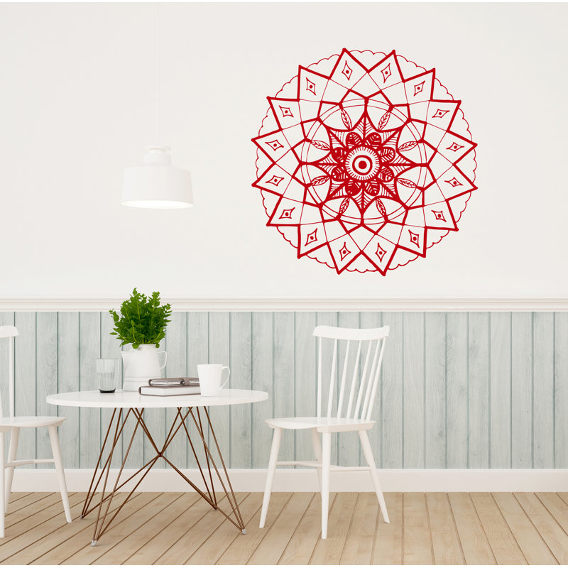 Adhésif décoratif mandala yoga, H 42 po x l 42 po, Rouge