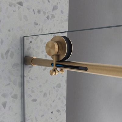 Une porte de douche fixe et une porte décalée sans cadre, de grandes poulies en acier inoxydable 304 de 70 mm avec fonction de fermeture douce réglable, avec nettoyage nano facile et anti-déflagrant