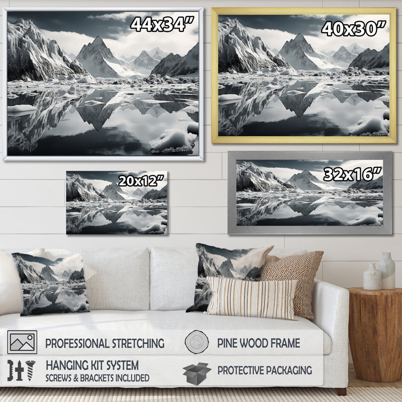 Biagio " Grey Glacier Wonderment ", H 12 po x l 20 po x P 1 po, Cadre simple blanc