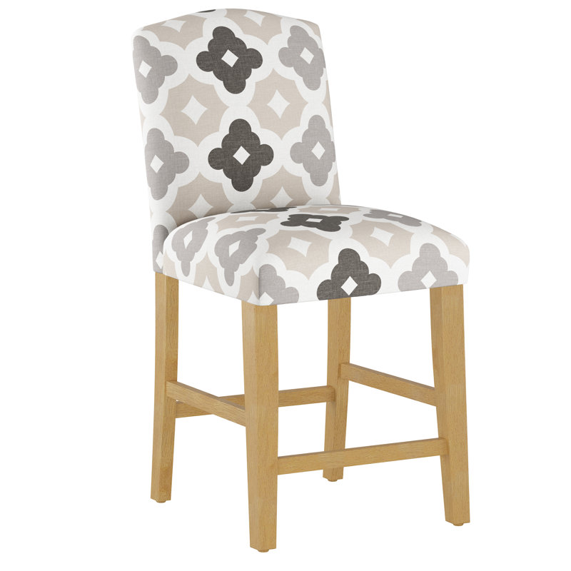Tabouret de bar et de comptoir April, Tabouret de comptoir (siège d'une hauteur de 26 p, Taupe, Bois naturel