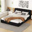 Grand lit plateforme tapissier, noir