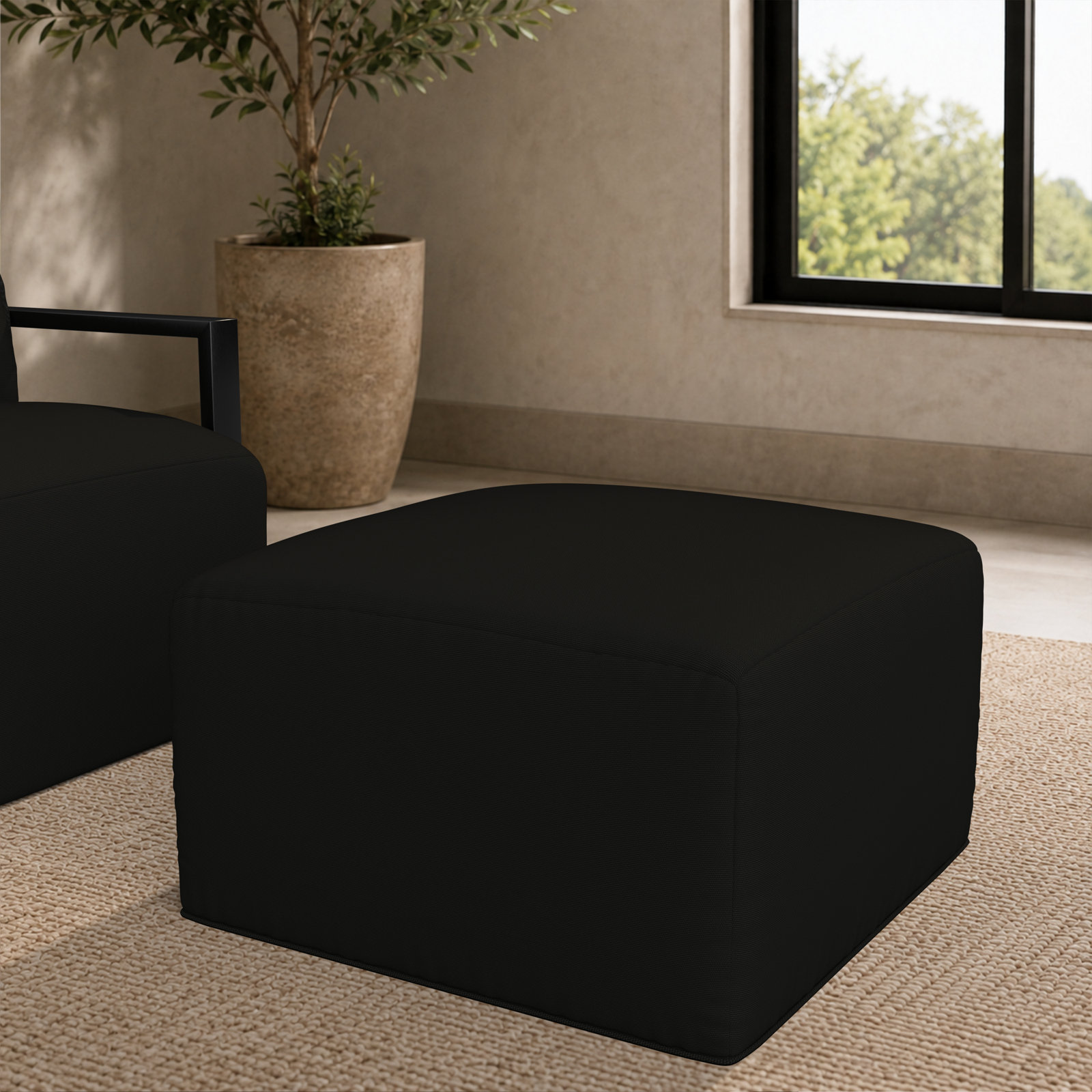Praia Sunbrella® Patio Ottoman, Sunbrella® Canvas Black