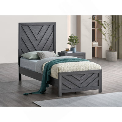 TWIN BED (Mattress Not Included), Gray