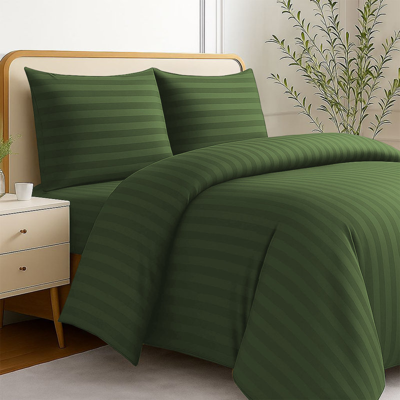 Striped 4-Piece Microfiber Bedding Set, Duvet Cover, Fitted Sheet & Pillowcases , Single Duvet Cover + 2 Additional Pieces