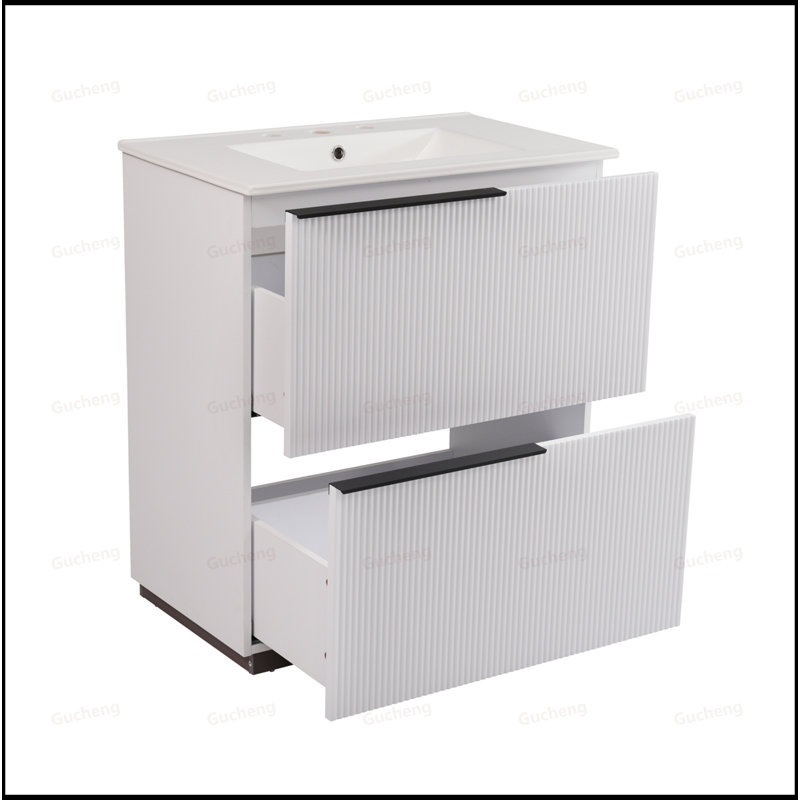 Meuble-lavabo 30 po avec tiroirs et lavabo, Blanc