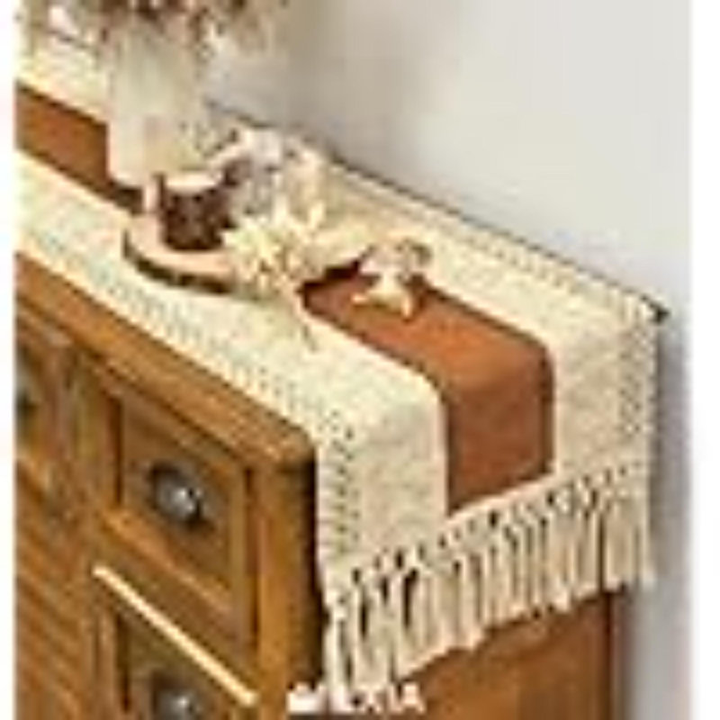 Table Runner Long With Tassels Boho Macrame Farmhouse Table Runners For Home Decor Party Bohemian Rustic Bridal Shower Dining Decorations