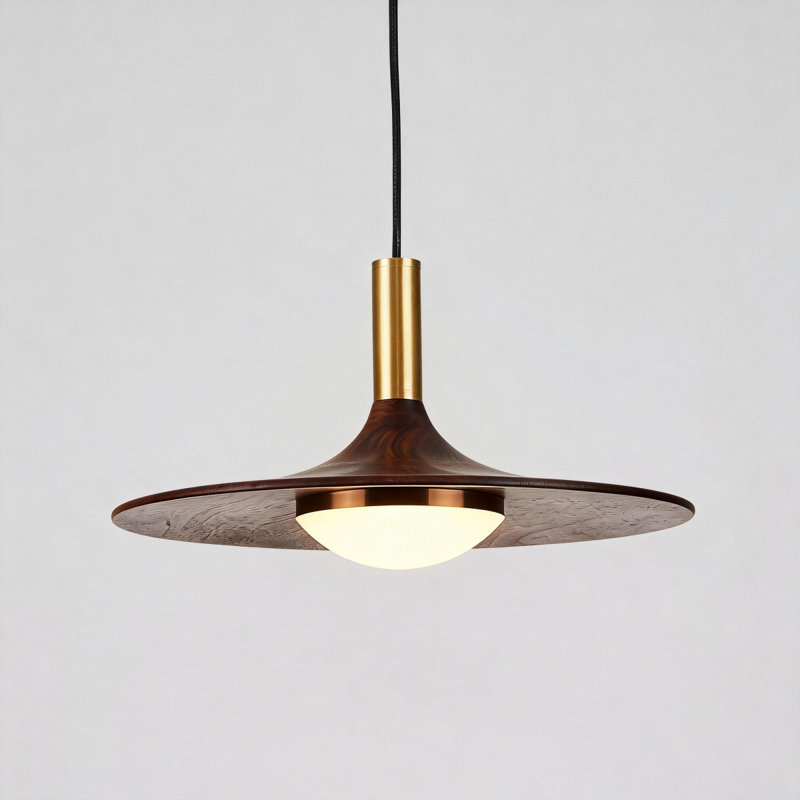 Luminaire suspendu moderne en bois imprimé Mid-Century