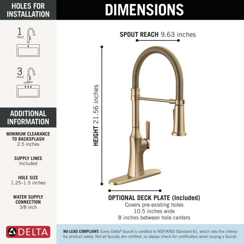 Robinet de cuisine Ermelo Pro Style, Bronze champagne