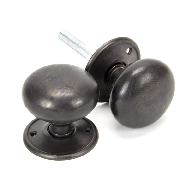 57mm Mushroom Mortice/Rim Knob Set, Aged Bronze