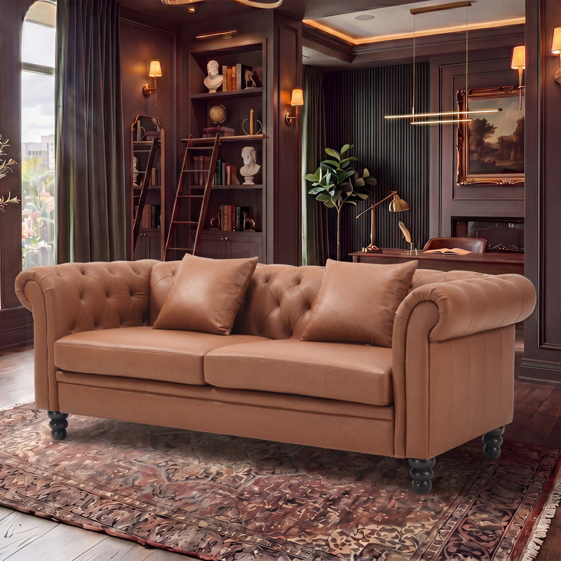 Canapé Chesterfield de 83,1 po Fynlie, Brun