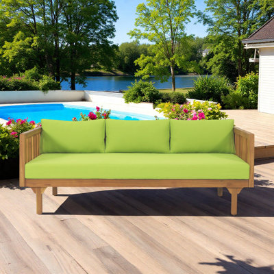 Lit de jour d'extérieur 67,6 po pour 3 personnes avec coussins de patio