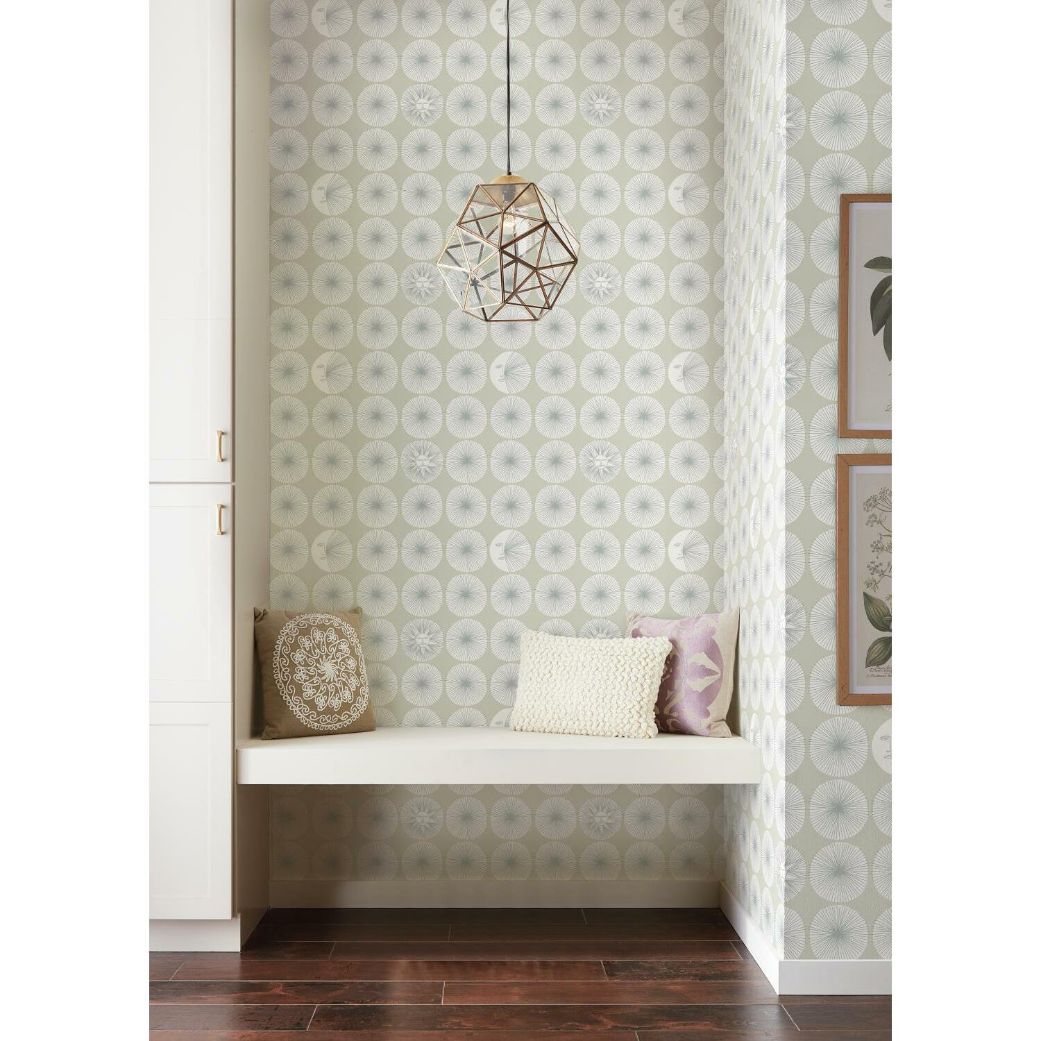 Mid-Century Peel & Stick Geometric Wallpaper, Natural/Silver