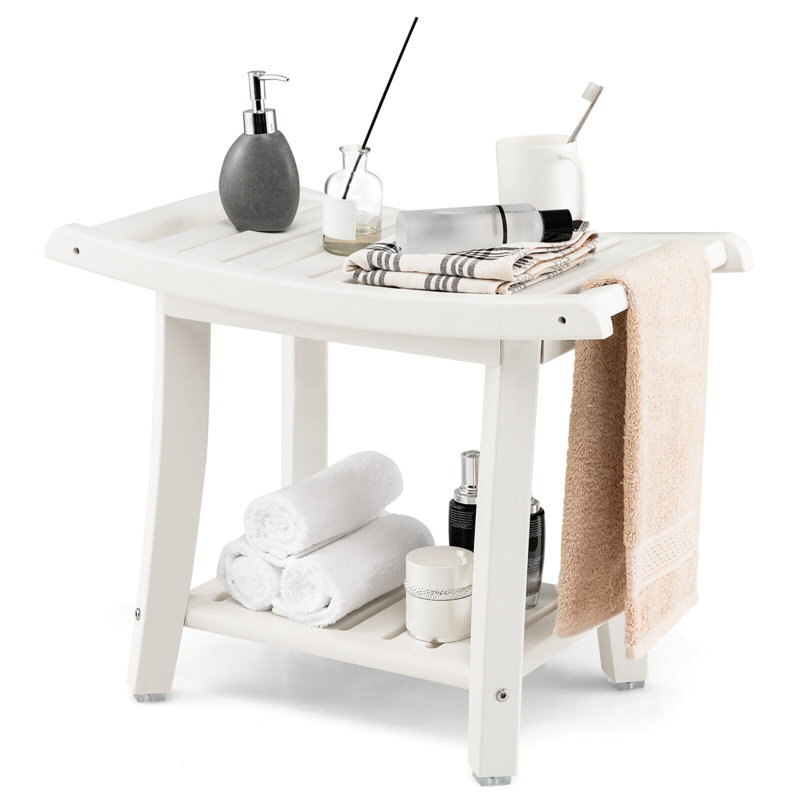 24'' W HDPE Shower Bench, Creamy White