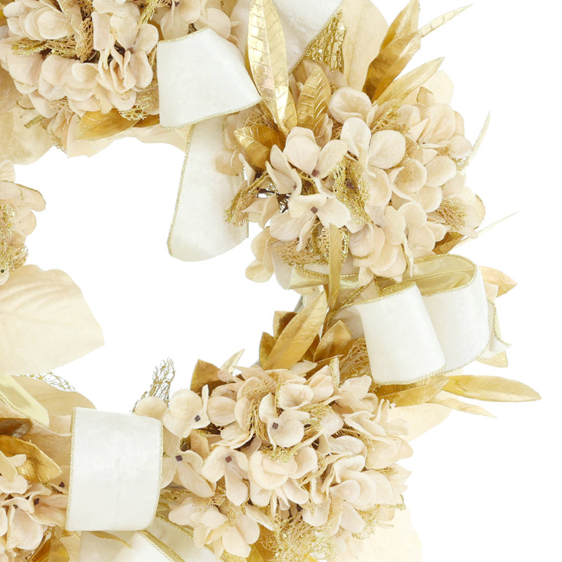 26'' Holiday Wreath with Hydrangeas and Bows