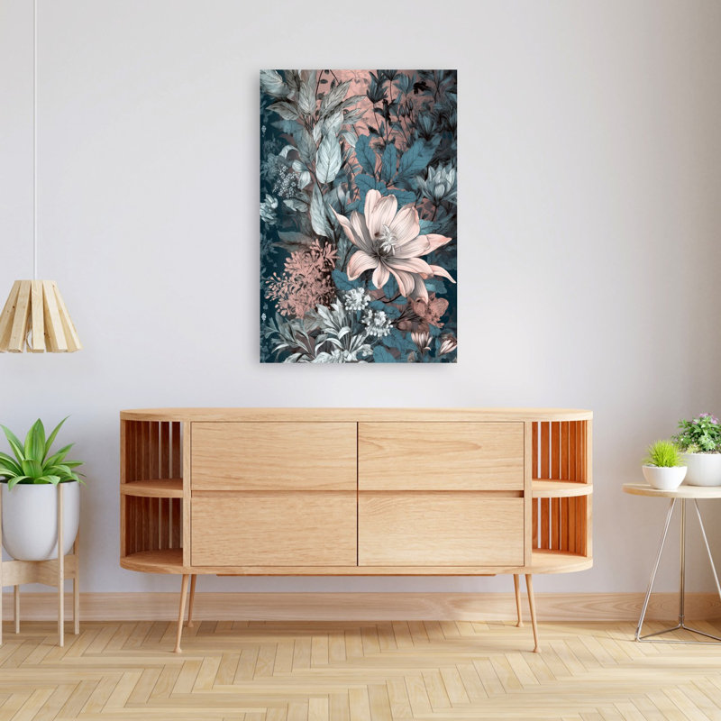 «Lush Botanical Bloom», art floral abstrait, H 48 po x l 32 po