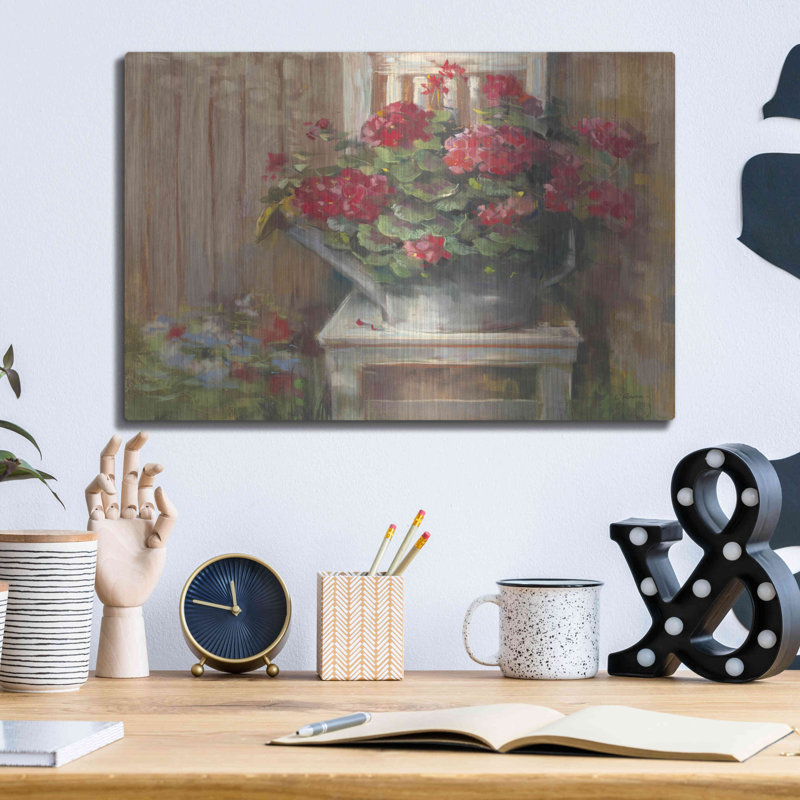 «Geraniums On Chair» par Carol Rowan, H 12 po x l 16 po