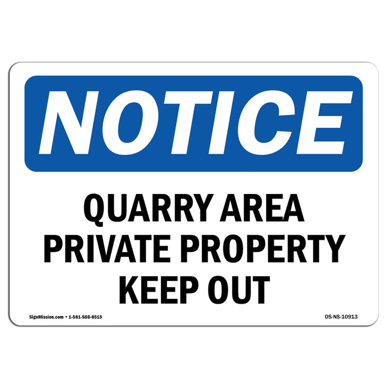 Signe de la propriété privée «Danger Quarry»