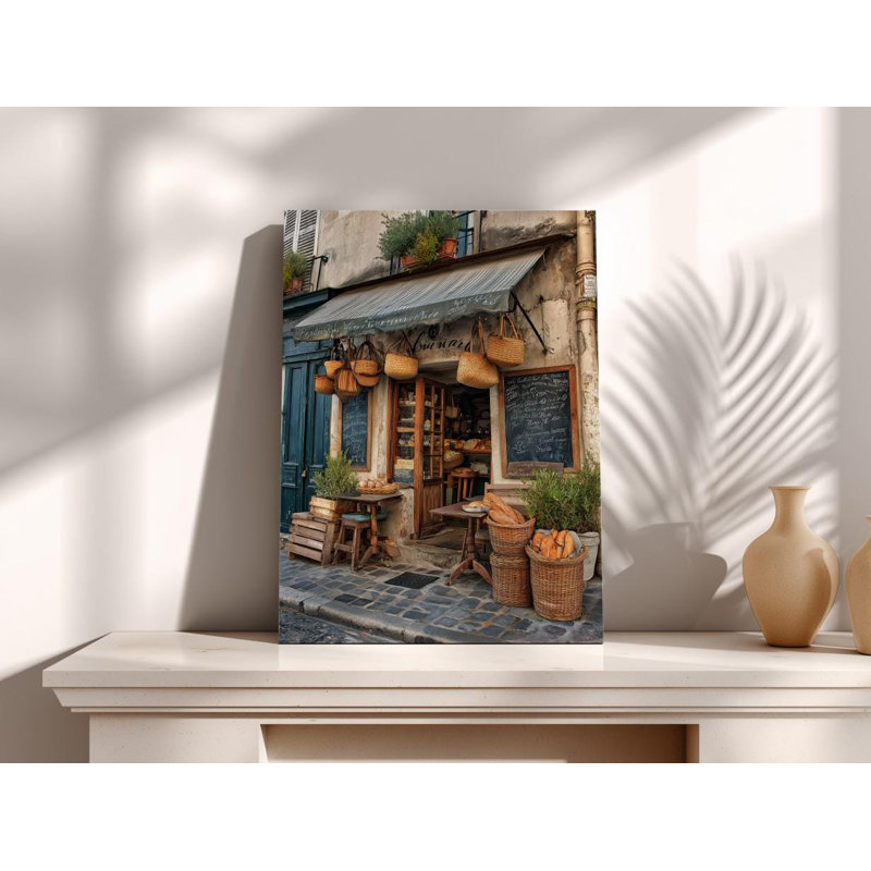 «Parisian Bakery», reproduction d'art sur toile: Boulangerie française rustique, H 45 po x l 30 po
