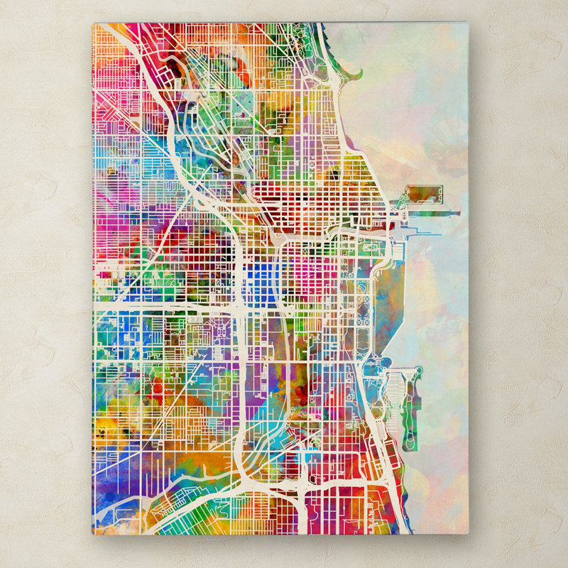 Art mural sur toile tendue - "Michael City Street Map II" par Michael Tompsett pour décor de salon, de chambre à coucher ou de bureau - 18 x 24