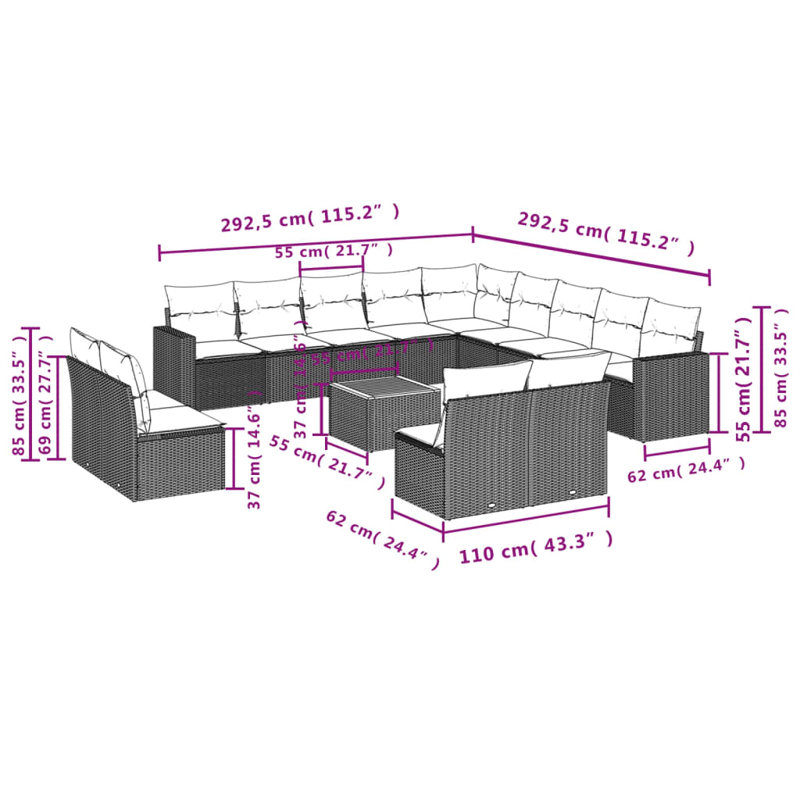 Vidaxl Garden Sofa Set Black, Cream White