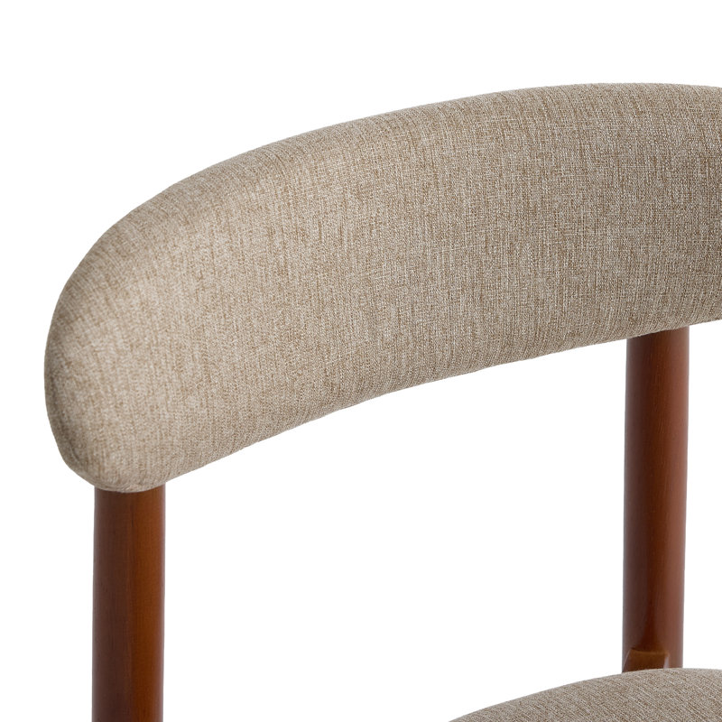 Ensemble de chaises de salle à manger rembourrées Modern 6 pièces avec dossier incurvé et structure en bois massif, 6, Sand