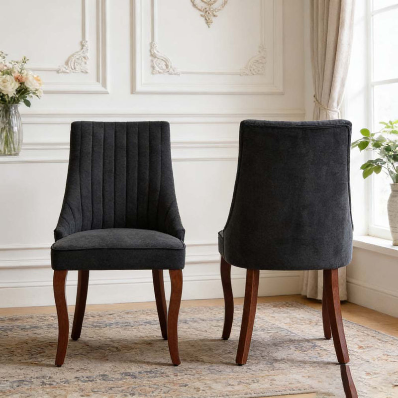Chaises de salle à manger en chenille, Noir