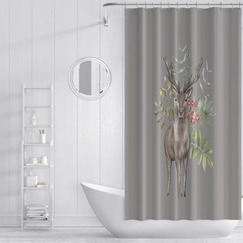 Crochets de rideau de douche à imprimé animal, H 93 po x l 70 po