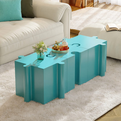 Ensemble de 3 tables de casse-tête artistiques, tables d'appoint modulaires MGO avec emboîtement (2 convexes et 1 concave), capacité de 200 lb pour l'intérieur et l'extérieur