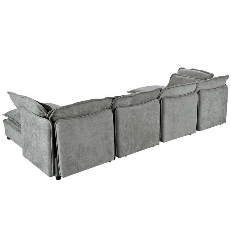 Canapé modulaire moderne avec coussins de siège de rangement, Polyester gris