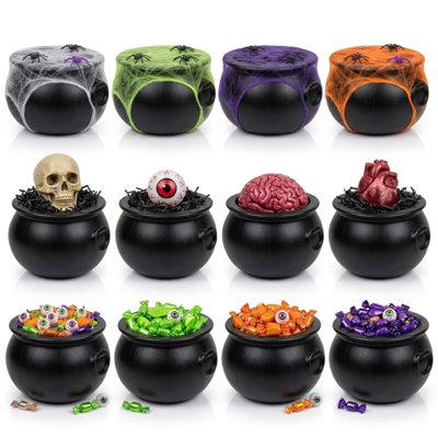 PMU Halloween Cauldron - Blow Mold Plastic Party Accessory - Candy Holder - 10 Inch Black