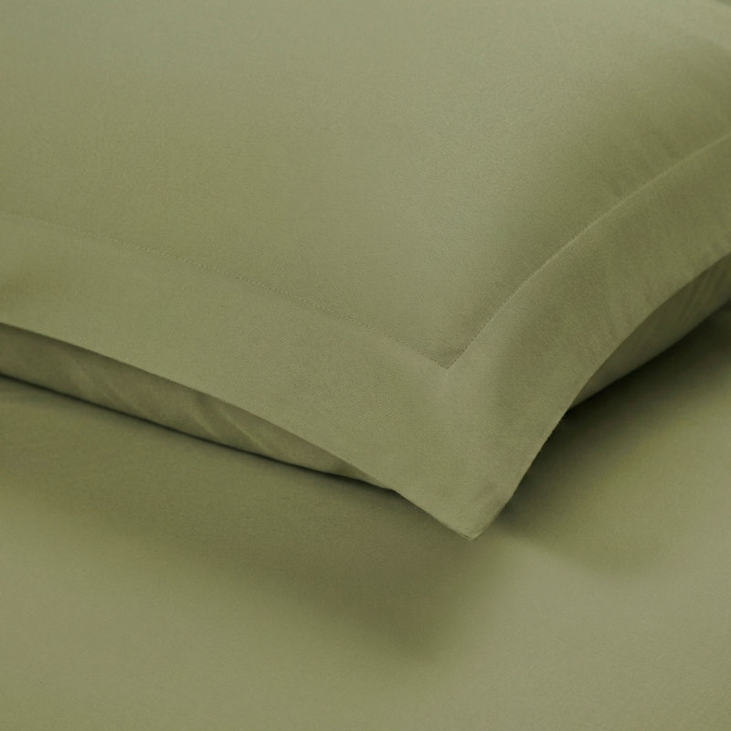 Ensemble de housse de couette en mélange de coton et polyester à densité de tissage 1200 fils 3 pièces, Sauge