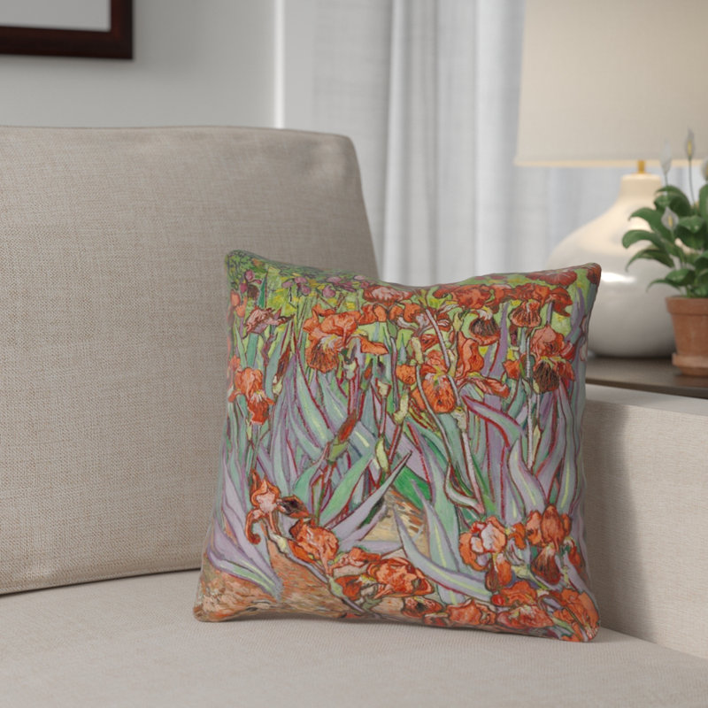 Coussin Vincent Van Gogh, 18 po x 18 po, Orange, Pas de remplissage