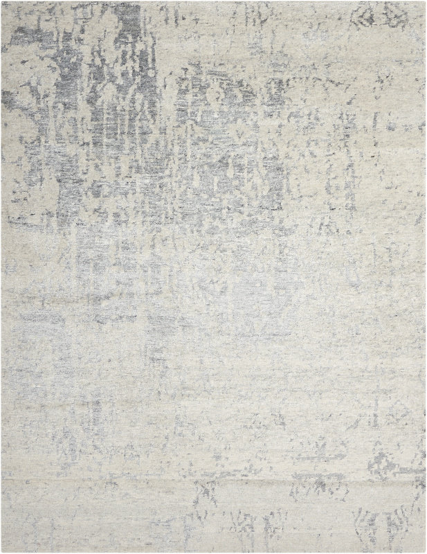 Tapis beige en laine noué à la main à motif abstrait Sachem, Rectangle 3 pi 9 po x 5 pi 9 po