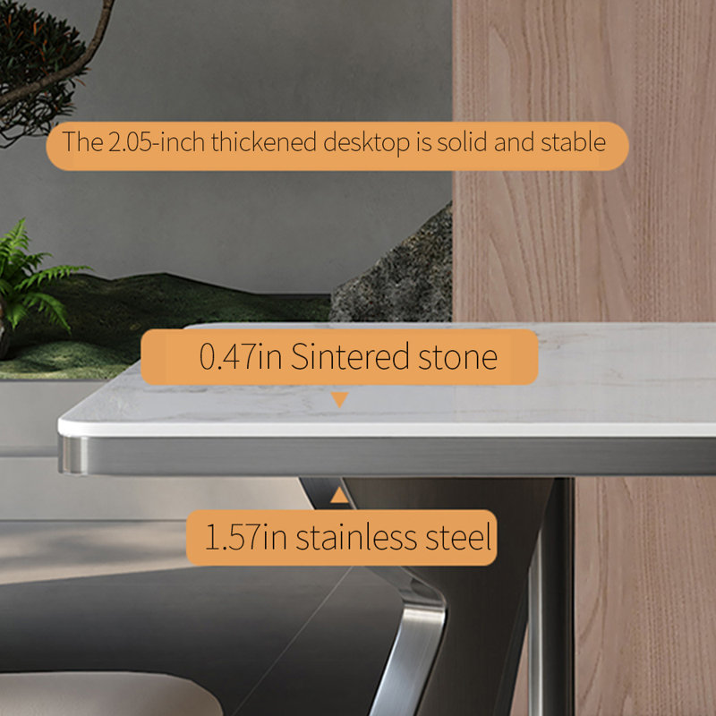 Table de salle à manger en acier inoxydable, H 29,53 po x L 70,87 po x l 35,43 po, Blanc