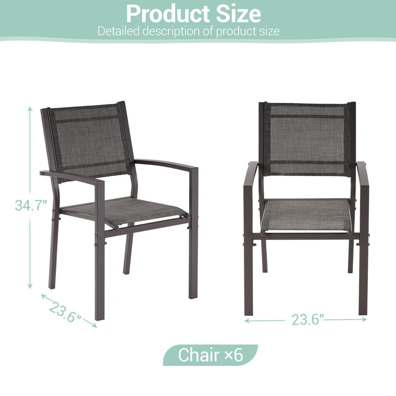 Ensemble de chaises de patio 6 pièces, Gris