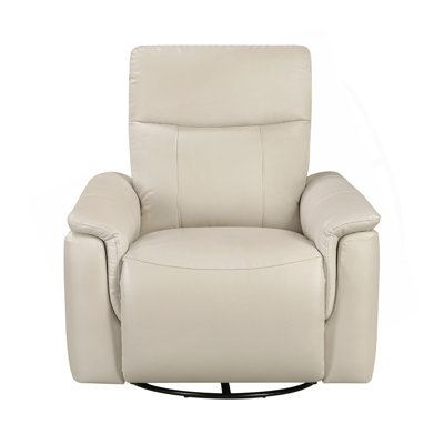 Luxury Comfort Premium Leather Recliner 1Pc Upholstery Gentle Gliding Swivel Motion Living Room Furniture