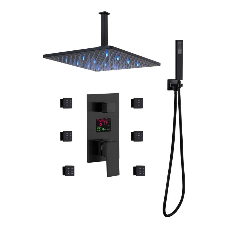 Système de douche complet thermostatique à affichage numérique avec soupape d’ébauche