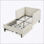 Structure de lit plateforme simple en velours réglable avec 2 tiroirs de rangement, beige, parfaite pour une vie moderne et peu encombrante-25364042
