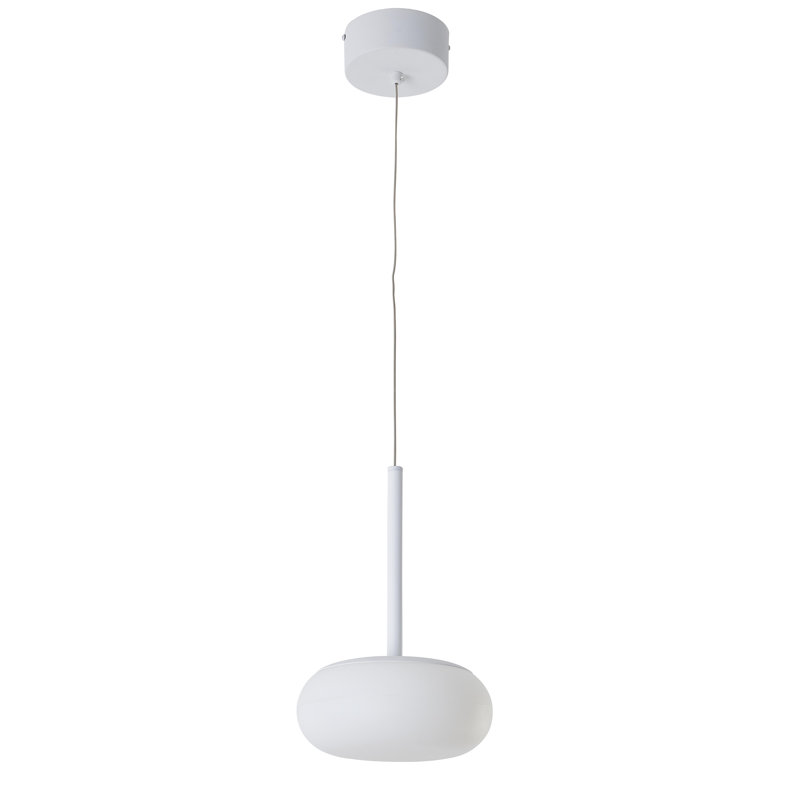 Transitional 1 Light White Oval Shade Pendant