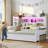 Twin Daybed With 4 Storage Drawers & 3-Tier Bookshelf, Day Bed With Rgb Led Lights & Charging Station, Corner Bed Frame With Storage Headboard For Bedroom, Living Room, Guest Room-1760255545